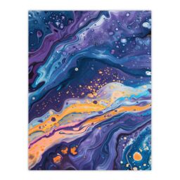 "Artery8 Liquid Paint Blue Purple Orange Abstract Painting Wall Art Print - Size: W24"" x H32""" - thumbnail 1