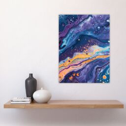 "Artery8 Liquid Paint Blue Purple Orange Abstract Painting Wall Art Print - Size: W24"" x H32""" - thumbnail 4