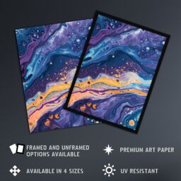 "Artery8 Liquid Paint Blue Purple Orange Abstract Painting Wall Art Print - Size: W24"" x H32""" - thumbnail 2