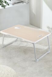 Living and Home Foldable Laptop Bed Desk with Storage Drawer Tablet Slot Cup Holder in Brown - thumbnail 2