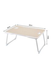 Living and Home Foldable Laptop Bed Desk with Storage Drawer Tablet Slot Cup Holder in Brown - thumbnail 6