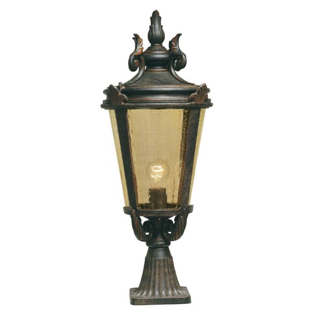 Loops Outdoor IP44 1 Bulb Wall Ground Pedestal Weathered Bronze LED E27 150W