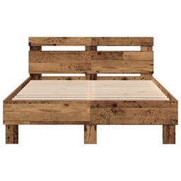 Berkfield Home Engineered Wood Bed Frame Old wood Engineered wood 120 x 190 cm in Brown - thumbnail 6