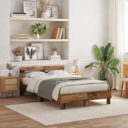 Berkfield Home Engineered Wood Bed Frame Old wood Engineered wood 120 x 190 cm in Brown
