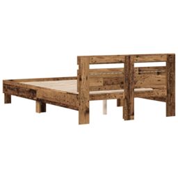 Berkfield Home Engineered Wood Bed Frame Old wood Engineered wood 120 x 190 cm in Brown - thumbnail 8