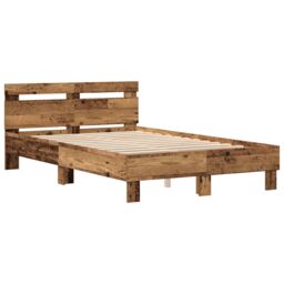Berkfield Home Engineered Wood Bed Frame Old wood Engineered wood 120 x 190 cm in Brown - thumbnail 5