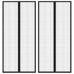 Berkfield Home Insect Door Curtains 2 pcs with Magnet Blocks Black 210x90 cm - thumbnail 1
