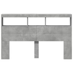 Berkfield Home Headboard Cabinet with LED Concrete Grey 160x17x102 cm - Size: 160 x 17 x 102 cm - thumbnail 6