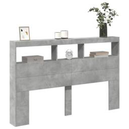 Berkfield Home Headboard Cabinet with LED Concrete Grey 160x17x102 cm - Size: 160 x 17 x 102 cm - thumbnail 5