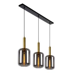 Lucide 'JOANET' Dimmable Adjustable Stylish Indoor Bar Pendant Light 3xE27 in Grey - thumbnail 6