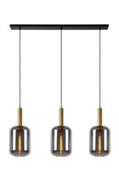 Lucide 'JOANET' Dimmable Adjustable Stylish Indoor Bar Pendant Light 3xE27 in Grey - thumbnail 1