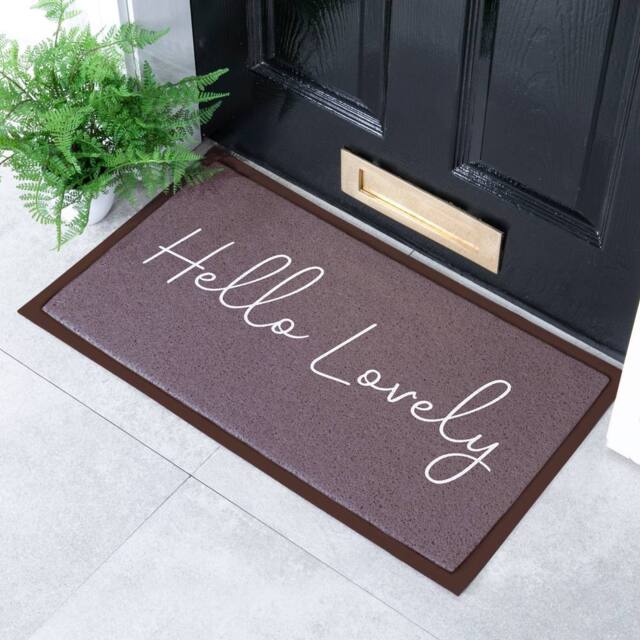 Artsy Mats Hello Lovely Chocolate Brown Indoor Outdoor Doormat (70 x 40cm) - Size: 40 cm x 70 cm - image 1