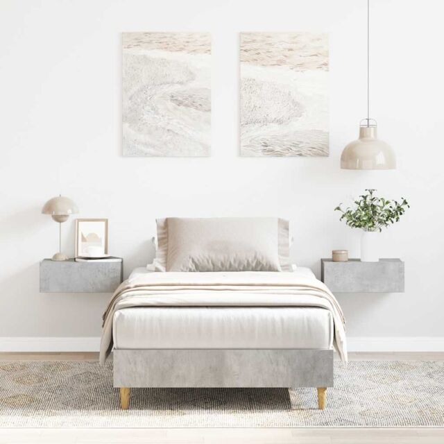 Berkfield Home Bed Frame No Mattress Concrete Grey 75x190 cm Small Single Engineered Wood - image 1