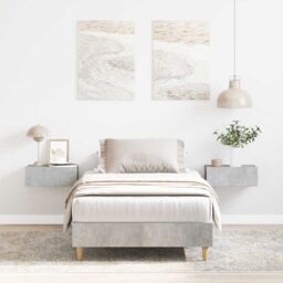 Berkfield Home Bed Frame No Mattress Concrete Grey 75x190 cm Small Single Engineered Wood - thumbnail 1