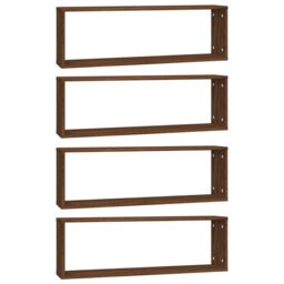 Berkfield Home Wall Cube Shelves 4 pcs Brown Oak 80x15x26.5 cm Engineered Wood - thumbnail 2