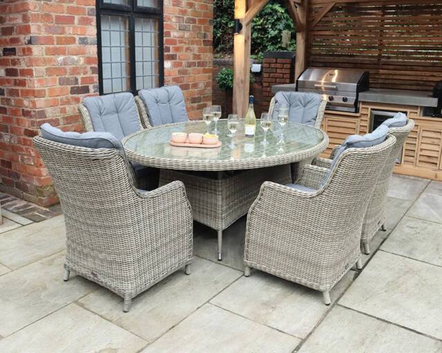 Royalcraft WENTWORTH 6 Seater Ellipse Highback Comfort Dining Set in Beige - image 1