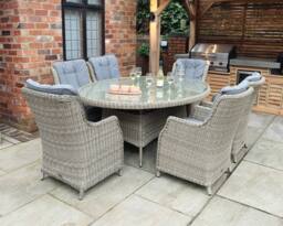 Royalcraft WENTWORTH 6 Seater Ellipse Highback Comfort Dining Set in Beige - thumbnail 1