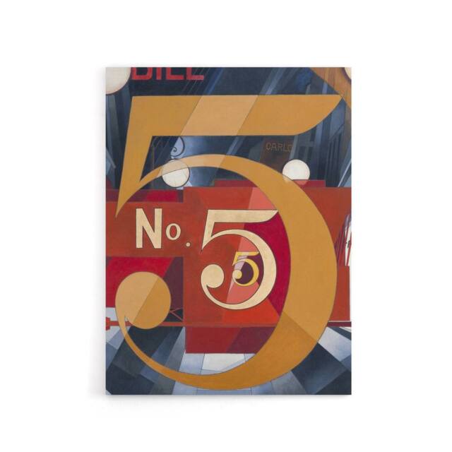 "Artery8 I Saw the Figure 5 in Gold Charles Demuth Canvas Wall Art Print in Blue - Size: W12"" x H16""" - image 1
