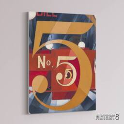 "Artery8 I Saw the Figure 5 in Gold Charles Demuth Canvas Wall Art Print in Blue - Size: W12"" x H16""" - thumbnail 2