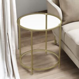 Rafaelo Mobilia Round Coffee Table With Glass Top in Gold - thumbnail 2