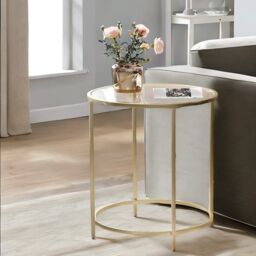 Rafaelo Mobilia Round Coffee Table With Glass Top in Gold - thumbnail 3
