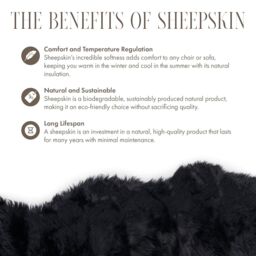 Infinity Leather Luxury Genuine Sheepskin 40x40cm Real Wool Single Sided Cushion in Black - Size: 40 cm x 40 cm - thumbnail 5