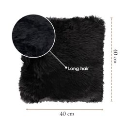 Infinity Leather Luxury Genuine Sheepskin 40x40cm Real Wool Single Sided Cushion in Black - Size: 40 cm x 40 cm - thumbnail 2
