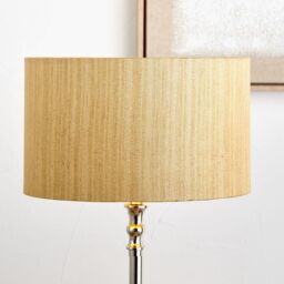 Ruma Gold Slubbed Faux Silk Gold Lined Cylinder Lampshade - Size: 16 inches