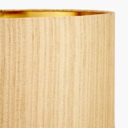 Ruma Gold Slubbed Faux Silk Gold Lined Cylinder Lampshade - Size: 16 inches - thumbnail 4