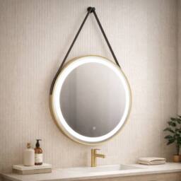 Bathroom Kingdom Delilah Brushed Brass Round Illuminated LED Mirror 600x800mm in Gold
