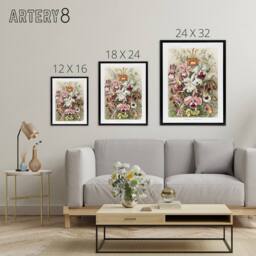 "Artery8 Orchid Flower Colourful Varieties Haeckel Black Framed Canvas Wall Art - Size: W12"" x H16""" - thumbnail 4