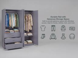 Home Discount Vida Designs Riano 4 Door 3 Drawer Mirrored Wardrobe Bedroom Furniture in Grey - thumbnail 3