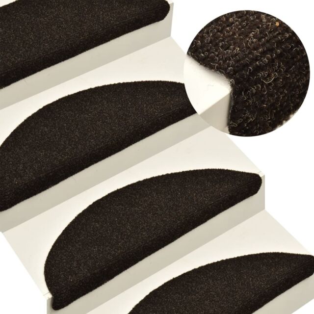 Berkfield Home Self-adhesive Stair Mats 5pcs Dark Brown 56x17x3cm Needle Punch - Size: Medium - image 1