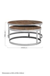Orsina Silver Finish Nest Of 2 Round Tables, Wooden Side Tables, Metallic Bedside Table, Decorative Table For Hallway in Brown - thumbnail 2