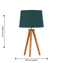 First Choice Lighting Set of 2 Dark Oak Table Lamp or Bedside Lights with Green Gold Shades in Brown - thumbnail 6