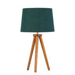 First Choice Lighting Set of 2 Dark Oak Table Lamp or Bedside Lights with Green Gold Shades in Brown - thumbnail 2