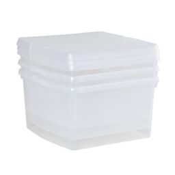 Wham Clip 3x 25.5L Square Plastic Storage Boxes with Clip Lock Lids in Clear - thumbnail 4