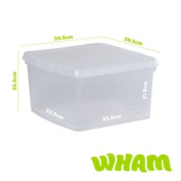 Wham Clip 3x 25.5L Square Plastic Storage Boxes with Clip Lock Lids in Clear - thumbnail 5