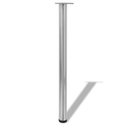 Berkfield Home 4 Height Adjustable Table Legs Brushed Nickel 870 mm in Silver - thumbnail 2