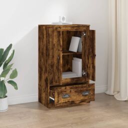 Berkfield Home Highboard Smoked Oak 60x35.5x103.5 cm Engineered Wood in Brown - thumbnail 3