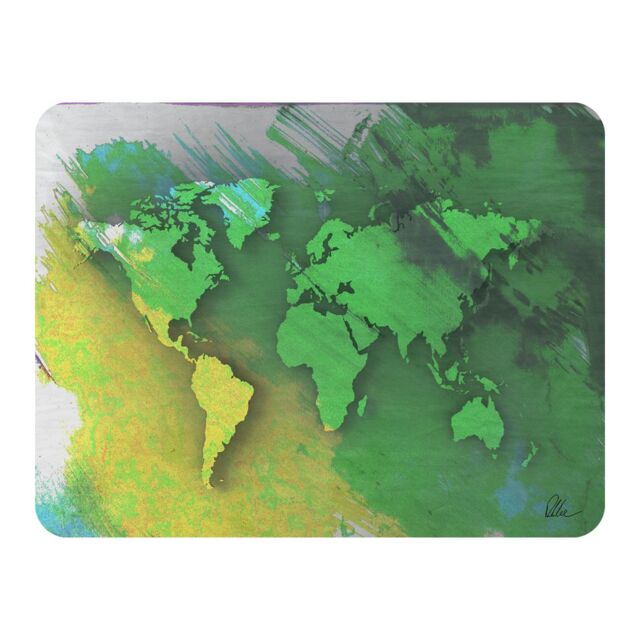 Benjamin Tate Design World Map Yellow & Green Blanket in Natural - Size: 120 cm x 150 cm - image 1