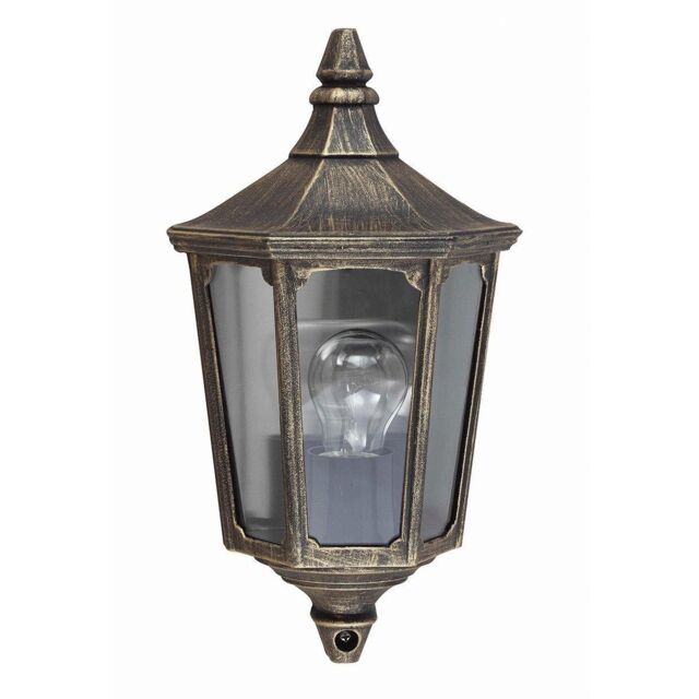 Netlighting Cricklade 1 Light Outdoor Wall Half Lantern Light Black Gold IP44 E27 - image 1