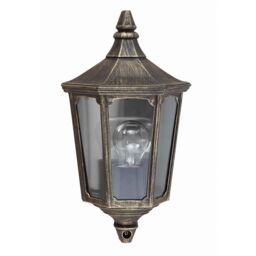 Netlighting Cricklade 1 Light Outdoor Wall Half Lantern Light Black Gold IP44 E27 - thumbnail 1