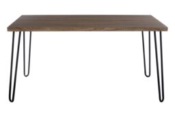 Orsina Wooden Top Borough Dining Table, Sleek Hairpin Legs Dining Table, Spacious Contemporary Table For Dining Room in Natural - thumbnail 1