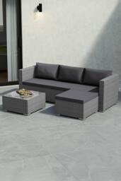 Home Discount Garden Vida 5 Pcs Hampton 4 Seater Rattan Sofa UKFR Fabric Garden Set in Grey
