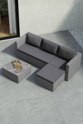 Home Discount Garden Vida 5 Pcs Hampton 4 Seater Rattan Sofa UKFR Fabric Garden Set in Grey - thumbnail 6