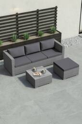 Home Discount Garden Vida 5 Pcs Hampton 4 Seater Rattan Sofa UKFR Fabric Garden Set in Grey - thumbnail 7