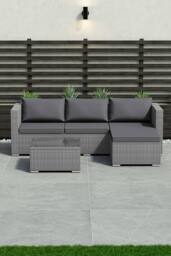 Home Discount Garden Vida 5 Pcs Hampton 4 Seater Rattan Sofa UKFR Fabric Garden Set in Grey - thumbnail 8