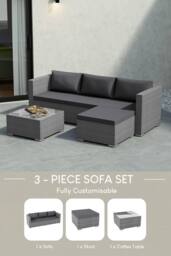 Home Discount Garden Vida 5 Pcs Hampton 4 Seater Rattan Sofa UKFR Fabric Garden Set in Grey - thumbnail 2