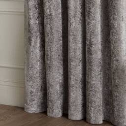 Paoletti Lustre Velvet Fully Lined Eyelet Curtain Pair in Grey - Size: 168 cm width x 137 cm drop - thumbnail 5